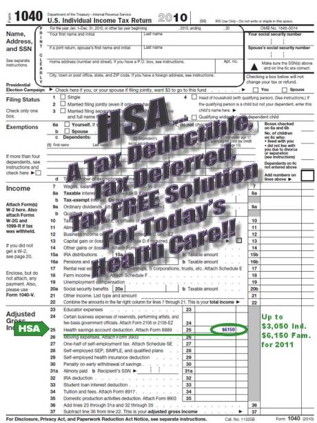 Take your personal HSA tax deduction on line 25